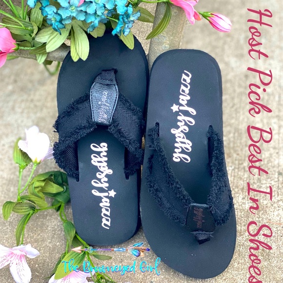 Gypsy Jazz Black Flip Flops - Picture 1 of 4